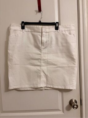 White Denim Mini Skirt - Classic A-Line